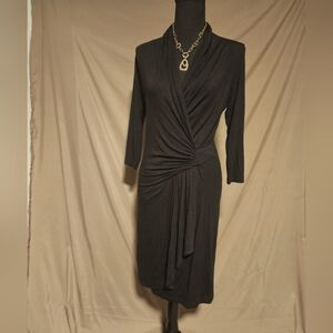Karen Kane Black Ruched Cowl Neck Dress